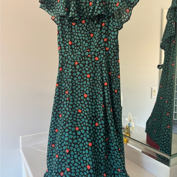 Anthropologie HD in Paris Asymmetrical Dress in Teal and Black - Picture 4 of 12